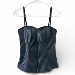 Y2K Era Charlotte Russe Black Faux Leather Camisole/Corset Top Size Small